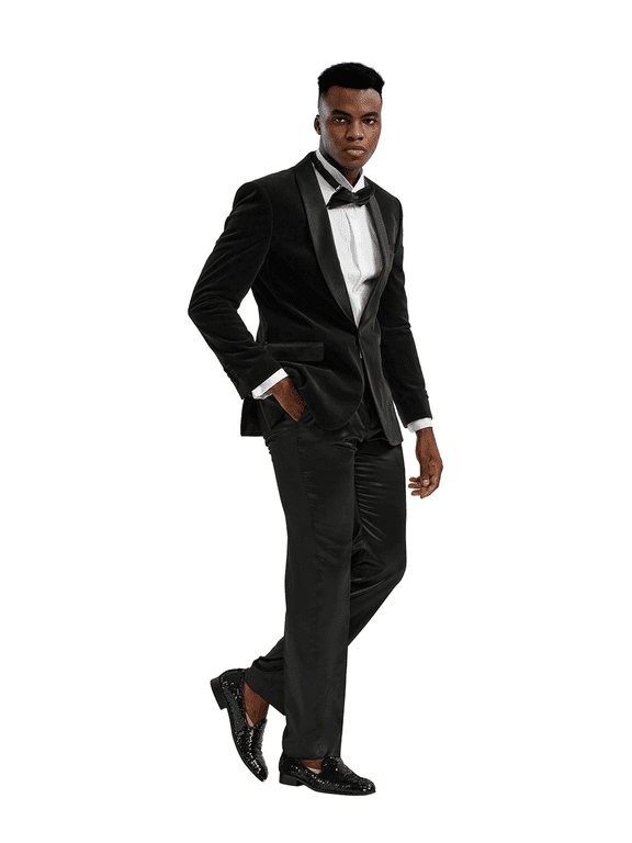 Men's Premium Suit & Tuxedo Prom Blazer Jacket, Black 4XL