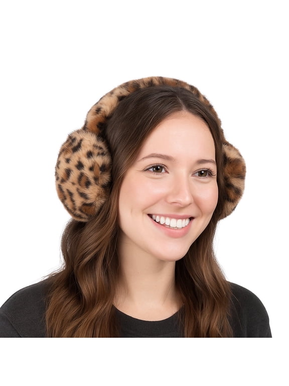 Fuzzy Earmuffs for Women – Winter Warm Foldable Fluffy Ear Muffs for Cold Weather Outdoor