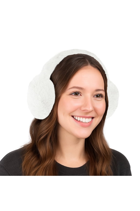 Fuzzy Earmuffs for Women – Winter Warm Foldable Fluffy Ear Muffs for Cold Weather Outdoor