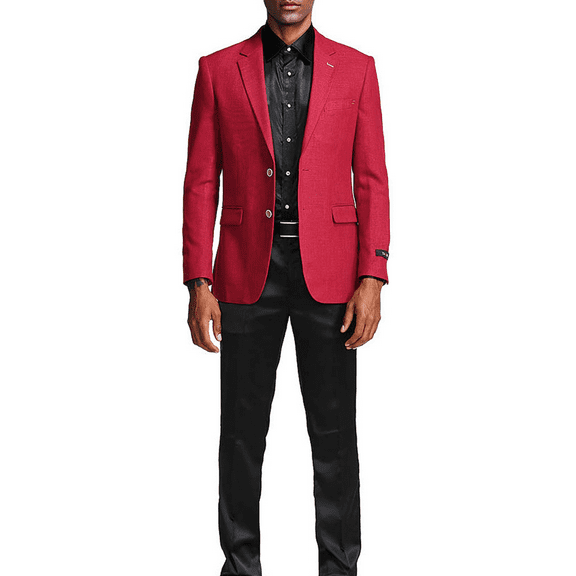 TZ Slim Fit Solid Color Prom Blazer Jacket, Burgundy