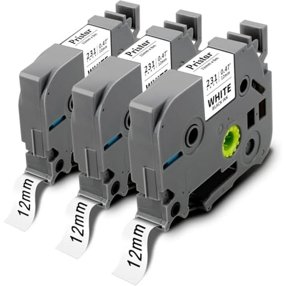 TZ Tape 12mm 0.47 Laminated White Relpacement for TZe-231 Tze231 TZ231 Black on White Label Tape Compatible with Brother P Touch PT-D220 PT-D210 PT-H110 PT-D400 Label Maker,3 Pack