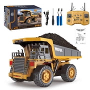 TZDZRC 13 Channel Remote Control Dump Truck Toys for Kids,4WD RC Construction Toy Vehicles with Sounds & Lights, 2 Batteries,Christmas Birthday Gifts for Boys Girls Age 3+