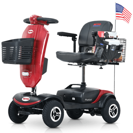 TZDZRC Outdoor Compact Mobility Scooter with Windshield, Cup Holders and Storage Bag, Red