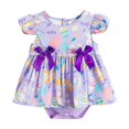 thumbnail image 1 of TZEWGL Infant Girls Spring/Summer Easter Romper Dress Full Print With Bowknots Flutter Sleeve Princess Dress for Kids 12-18 Months, 1 of 7