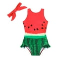 thumbnail image 1 of TZEWGL Girls Watermelon Swimsuit One Piece Swimwear for Kids 12-24 Months, 1 of 7