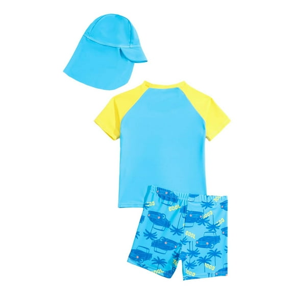 TZEWGL Toddler Boys Two Piece Rash Guard Swimsuits Short Sleeve Swimwear Sets Quck Dry Bathing Suit for Kids 4-5T