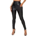 thumbnail image 1 of TZLDN Womens Faux Leather Leggings PU Leather Sexy Tights Stretchy Pants Butt Lifting Tummy Control Slim Fit Body Shape Versatile Trousers Black,L, 1 of 7