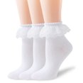 thumbnail image 1 of TZYDMN Women Ruffle Ankle Socks with Lace Double Layer Fashion Princess Dress Socks, 3 Pairs, 1 of 1