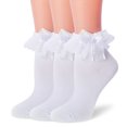 thumbnail image 1 of TZYDMN Women Ruffle Socks,Lace Ankle Frilly Comfortable Princess Socks with Bow, 3 Pairs, 1 of 4