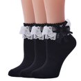 thumbnail image 1 of TZYDMN Women Ruffle Socks,Lace Ankle Frilly Comfortable Princess Socks with Bow, 3 Pairs, 1 of 1