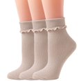 thumbnail image 1 of TZYDMN Womens Ruffle Ankle Socks Fashion Breathable Solid Color Turn-Cuff Cute Girls Socks 3 Pairs, 1 of 6