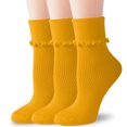 thumbnail image 1 of TZYDMN Womens Ruffle Ankle Socks Fashion Breathable Solid Color Turn-Cuff Cute Girls Socks 3 Pairs, 1 of 6