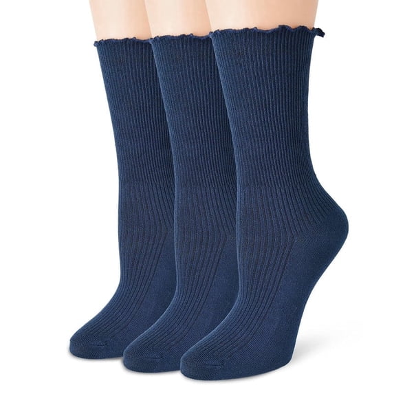 TZYDMN Womens Ruffle Ankle Socks Fashion Breathable Solid Color Turn-Cuff Cute Girls Socks 3 Pairs