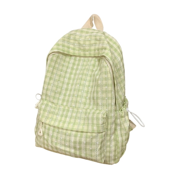 TZYUDK B Literary Plaid Backpack For High School Students Women'S Summer Campus Travel Bag Affordable Useful Nylon