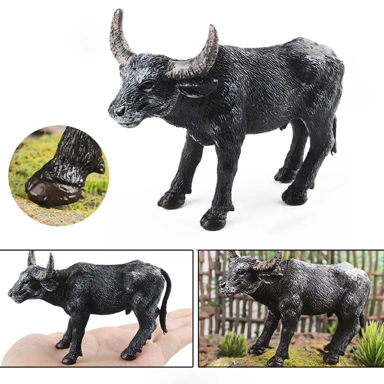 TZYUDK Black Asia Jungle Animals Buffalos Toy Figure Realistic Plastic ...