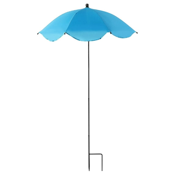 TZYUDK Large Garden Parasol with Plant Stake for Potted Plants Outdoor Sun Shade Rain Protection Umbrella Durable Cover for Balcony Yard Sky Blue Cloth