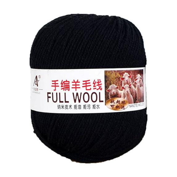 TZYUDK Mercerized Super Soft Wool Yarn Medium Thick for Hand Knitting Sweater Scarf DIY Craft Crochet Black Cotton