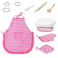thumbnail image 1 of TZYUDK Pink 10Pcs Kids Apron And Chef Hat Set, Kids Chef Costume For Boys Baking Polyester Fabric, 1 of 6