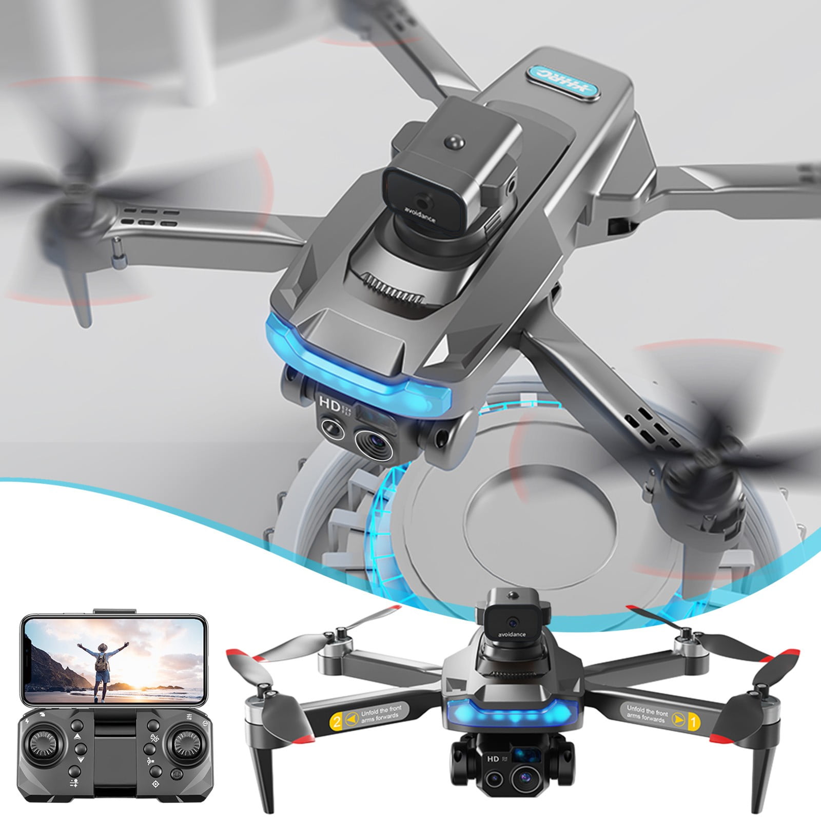 TZYUDK WiFi FPV Drone with 4K HD ESC Camera Altitude Hold Foldable RC ...