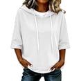 thumbnail image 1 of TZZQ 3/4 Sleeve Hoodie Sweatshirts for Women Drawstring Hood Oversized Pullover Sweatshirt Comfort Plain Long Sleeve Pullover Tops Plus Size Cute Basic Lightweight Hoodie Sweatshirts White S, 1 of 7