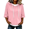 thumbnail image 1 of TZZQ 3/4 Sleeve Hoodie Sweatshirts for Women Drawstring Hood Oversized Pullover Sweatshirt Comfort Plain Long Sleeve Pullover Tops Plus Size Cute Basic Lightweight Hoodie Sweatshirts Pink Xxl, 1 of 7