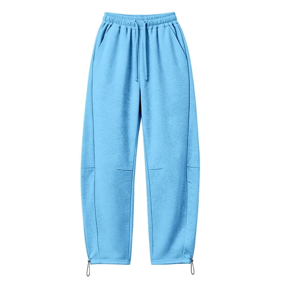 TZZQ Barrel Sweatpants for Women Baggy Wide Leg Drawstring Elastic Waisted Joggers Active Running Athletic Sweat Track Pants with Pockets Loose Fit Casual Trousers Fall Fashion Trousers Sky Blue S