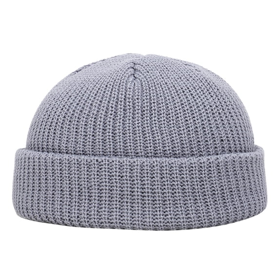 TZZQ Knit Beanie for Unisex Knit Cuff Short Fisherman Beanie Winter Warm Roll-Up Basic Skull Cap Warm Slouchy Cuffed Beanies Watch Hat Warm Thick Winter Hats Plain Outdoor Crochet Hats Grey