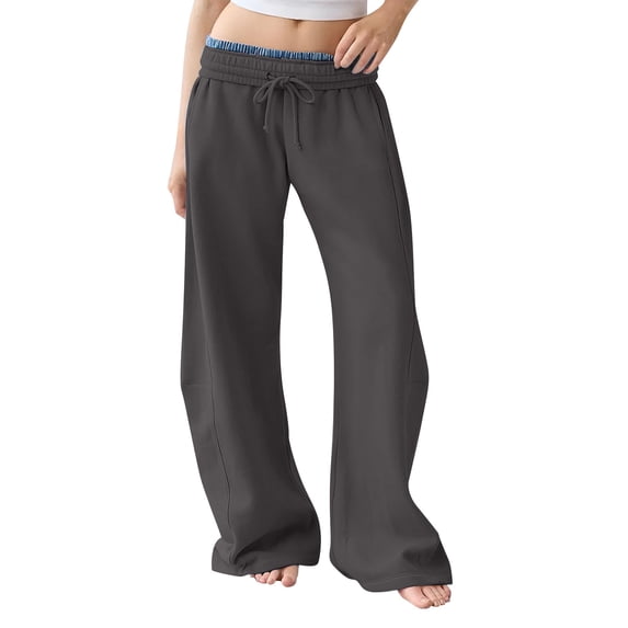 TZZQ Low Rise Barrel Sweatpants for Women Drawstring Baggy Sweat Pants Casual Wide Leg Elastic Waisted Barrel Lounge Trousers with Pockets Lightweight Workout Athletic Lounge Pants Dark Gray 3Xl