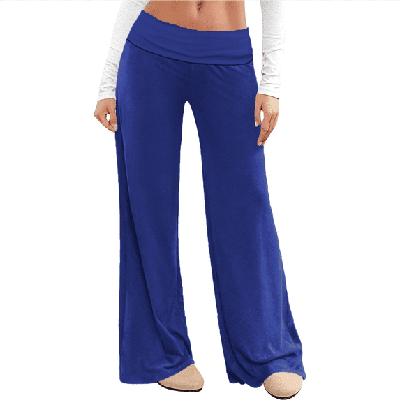 TZZQ Low Rise Yoga Pants for Women Straight Wide Leg Flared Yoga Sweatpants Soft Stretch Bootcut Lounge Pants Soft Flowy Casual Workout Trousers Comfy Loose Fit Gym Lounge Leggings Blue S
