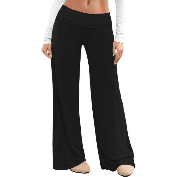 TZZQ Low Rise Yoga Pants for Women Straight Wide Leg Flared Yoga Sweatpants Soft Stretch Bootcut Lounge Pants Soft Flowy Casual Workout Trousers Comfy Loose Fit Gym Lounge Leggings Black L