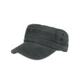 thumbnail image 1 of TZZQ Military Cadet Army Cap for Men Women Washed Distressed Cotton Flat Top Cadet Military Cap Short Curved Brim Hat Buckle Vintage Adjustable Back Strap Vintage Army Sun Hat Hiking Outdoor Black, 1 of 9