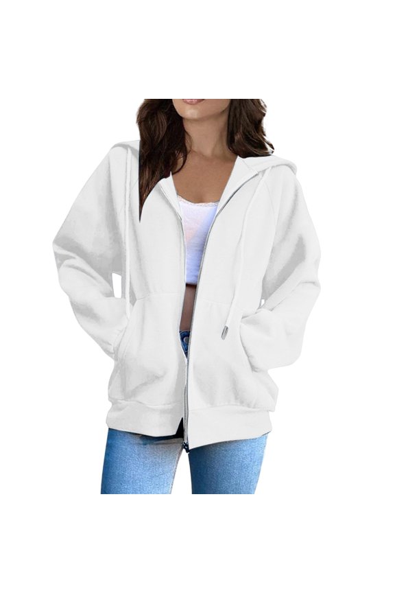 Oversized Zip Up Hoodie Oversized Jackets Plus Size Zip Up Jacket Fall Winter Track Jackets with Pockets Athletic Sweatshirt Jacket Sweatshirts Plus Size Hoodies Work Hoodies White 3Xl