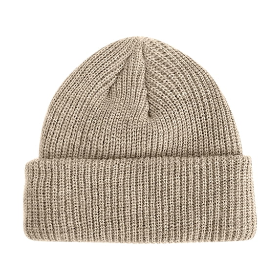 TZZQ Unisex Knit Beanie Hat Classic Thick Double Layer Knitted Warm Skull Caps Fisherman Beanie Soft Comfy Plush Lined Warm Hat Cute Outdoor Knitted Crochet Hats Plain Trawler Beanie Beige One Size