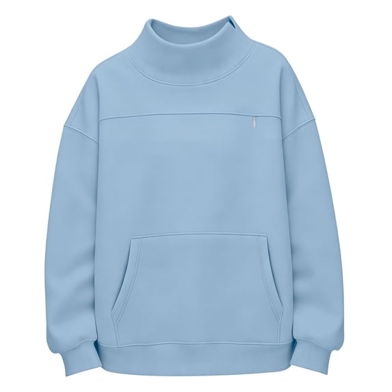 TZZQ Women Mock Neck Pet Pouch Hoodie Sweatshirt with Cat Carrier Pouch Oversized Cat Carrier Hoodie with Pull Pocket for Dogs Soft Snack Hoodies Cut Kitten Puppy Holder Pullover Top Sky Blue Xxl