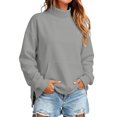 thumbnail image 1 of TZZQ Women Mock Neck Pet Pouch Hoodie Sweatshirt with Cat Carrier Pouch Oversized Cat Carrier Hoodie with Pull Pocket for Dogs Soft Snack Hoodies Cut Kitten Puppy Holder Pullover Top Grey S, 1 of 4
