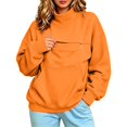 thumbnail image 1 of TZZQ Women Mock Neck Pet Pouch Hoodie Sweatshirt with Cat Carrier Pouch Pullover Long Sleeve Cat Carrier Hoodie with Cat Pouch Loose Fit Comfy Basic Lounge Going Out Fall Sweatshirt Orange M, 1 of 5