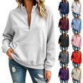 thumbnail image 1 of TZZQ Women Quarter Zip Pullover Sweatshirt Oversized Loose Fit Athletic Sweatshirt Casual Fashion Stand Collar Long Sleeve Pullover Hoodie Comfy Trendy Plus Size Relaxed Fit Sports Shirts Black L, 1 of 8