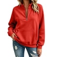 thumbnail image 1 of TZZQ Women Quarter Zip Pullover Sweatshirt Oversized Loose Fit Athletic Sweatshirt Casual Fashion Stand Collar Long Sleeve Pullover Hoodie Comfy Trendy Plus Size Relaxed Fit Sports Shirts Red S, 1 of 8
