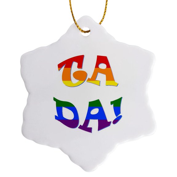 3drose, Ta Da Out of the Closet Coming Out Quote Lgbtqia, 3 inch Snowflake Porcelain Ornament
