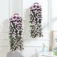 thumbnail image 1 of TaTaai 1Pcs Artificial Fake Hanging Flowers Plants Decoration, Silk Morning Glory Faux Flowers with Eucalyptus Leaves, UV Resistant Trailing Vines Outdoor Home Planter, 1 of 4