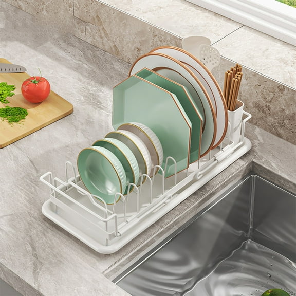 TaTaai 1Pcs Compact Dish Rack Sink Drying Rack with Mat, Stainless Steel Dish Drainer for Kitchen Sink Cabinet, Kitchen Sink Rack,Dish Holder