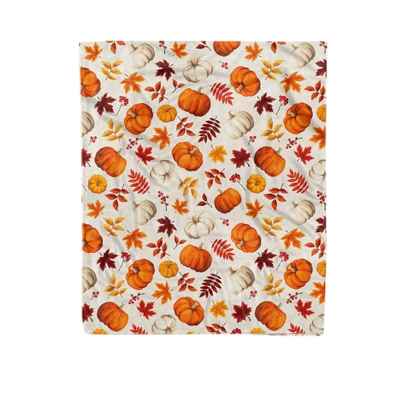 TaTaai 1Pcs Fall Pumpkin Blanket Orange Yellow Cream White Autumn Colored Print Thanksgiving Throw Blanket Lightweight Warm Soft Blanket Farmhouse Seasonal Decor for Home Living Room Sofa Couch Bed