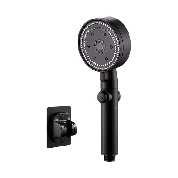 TaTaai 1Pcs Shower Head Black 8 Mode Adjustable High Pressure Shower One-key Stop Water Massage Eco Shower Bathroom Accessories