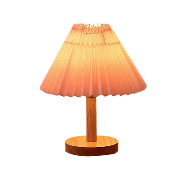 TaTaai 1Pcs Table Lamp for Bedroom - 3 Way Dimmable Nightstand Lamp with Sector Fabric Shade for Living Room Office Dorm,Solid Wood