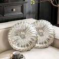 thumbnail image 1 of TaTaai 2Pcs Decorative Round Pleated Throw Pillows, Classy Velvet Pumpkin Round Throw Pillows, Decorative Floor Pillow for Bed Chair Home Sofa Decor, 1 of 6
