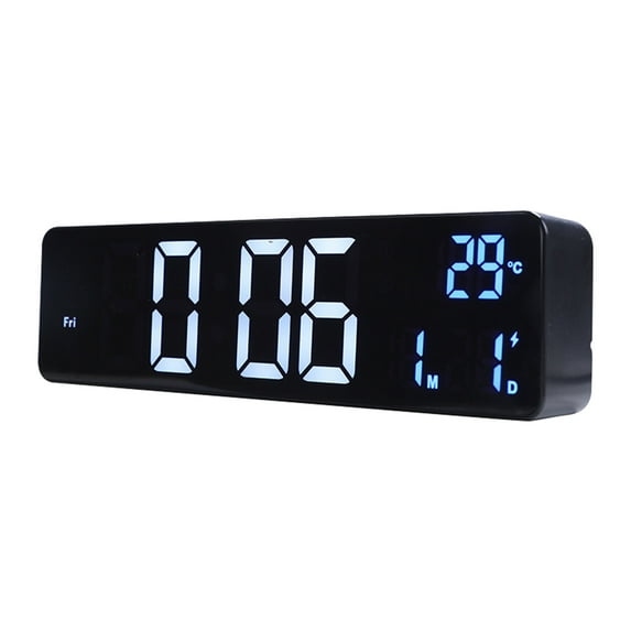 TaTaai 2Pcs Digital Clock Large Display, Alarm Clock for Living Room Office Bedroom Decor, LED Corded Electric, Date Temp Display Wall Clock, Cool Modern Desk Accessories