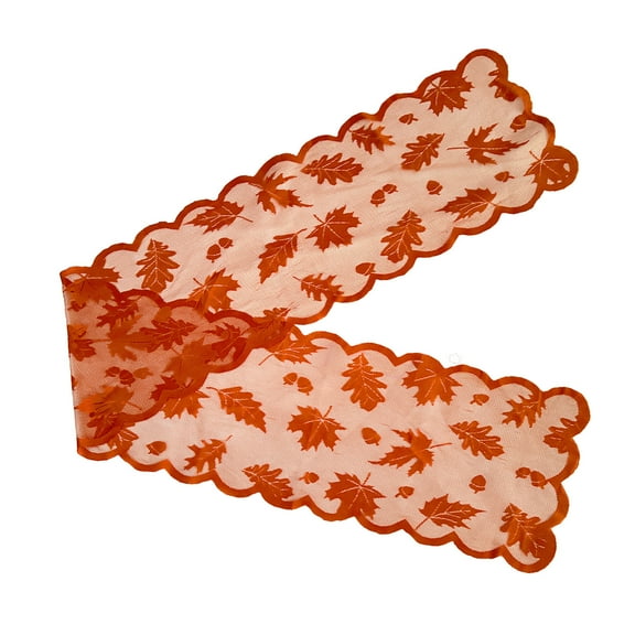 TaTaai 2Pcs Fall Table Runner Decorations Maples Leaves Table Runner Fall Table Decor Autumn Harvest Orange Lace Runner Brow Long Thanksgiving Decorations for Home Tables Dinner