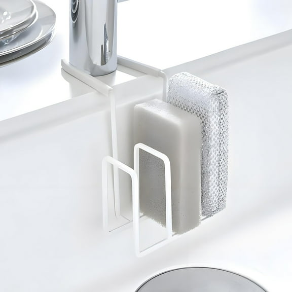 TaTaai 2Pcs Faucet Sponge & Brush Holder, Tower, White, Approx. 5.5 x 6.9 x 5.1 inches, Tower, Sponge Rack, Brush Stand