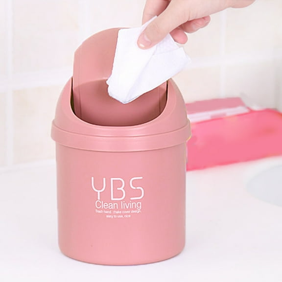 TaTaai 2Pcs Mini Desk Trash Can with Lid Swing-Lid Tiny Countertop Garbage Bin Small Table Top Plastic Covered Waste Basket for Desk, Small Garbage Can Desktop Trash Bin, Tabletop Waste Basket