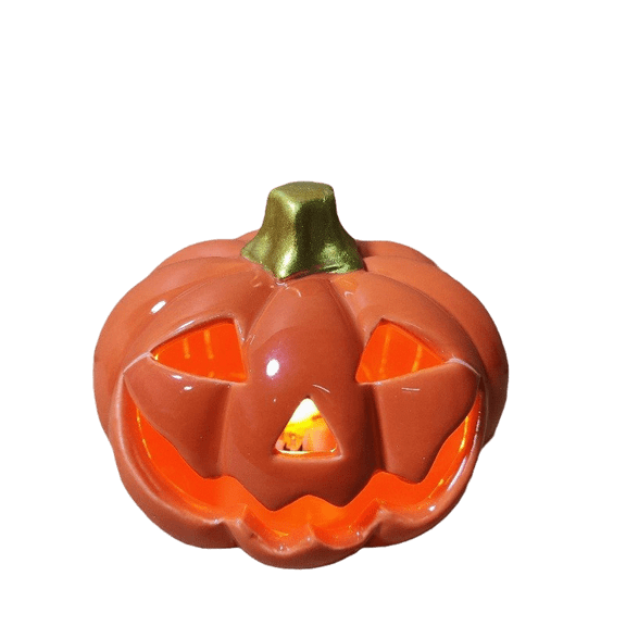 TaTaai 2Pcs Pumpkin Jack-O-Lantern Candle Holder, Tabletop Indoor Halloween Decorations for Holiday Party Home